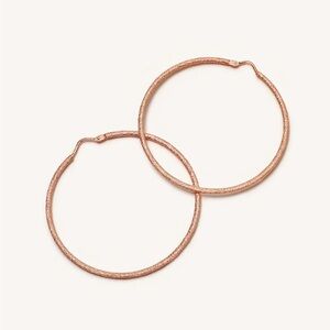 Carolina Bucci Medium Thin Florentine Finish 18k Rose Gold Hoop Earrings